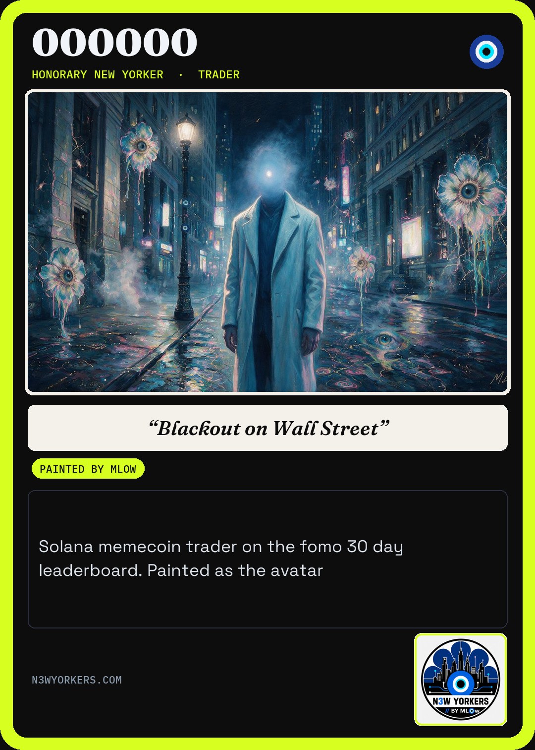 The Honorary card for 000000, painted by MLow