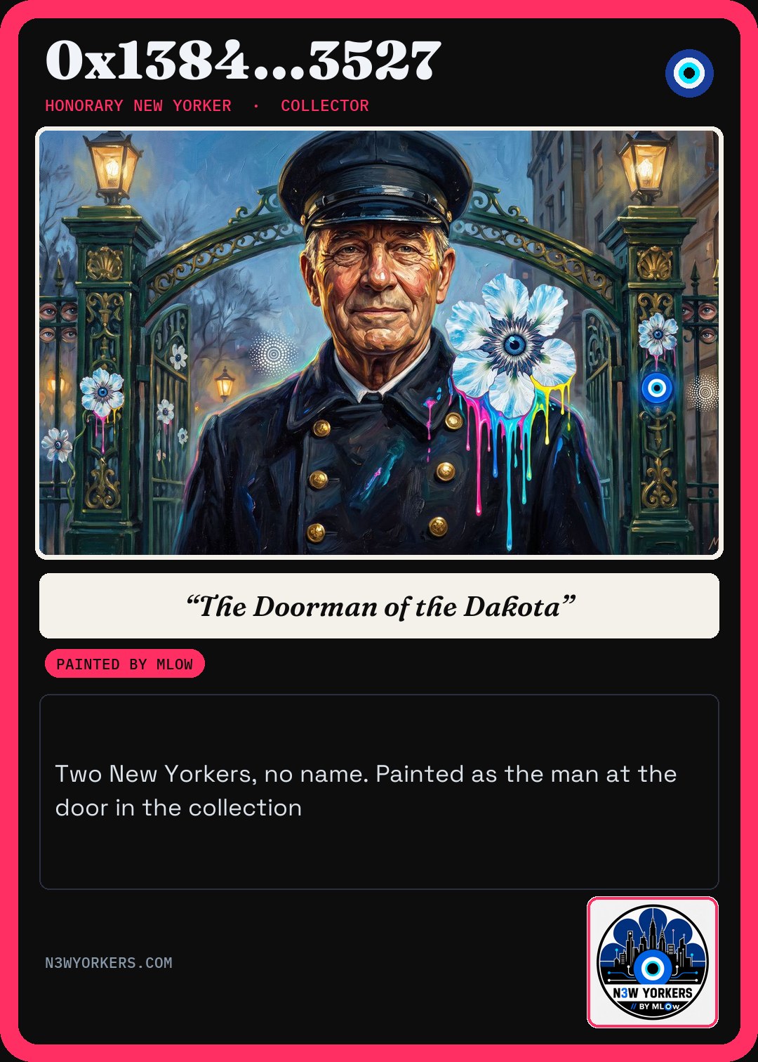 The Honorary card for 0x1384…3527, painted by MLow