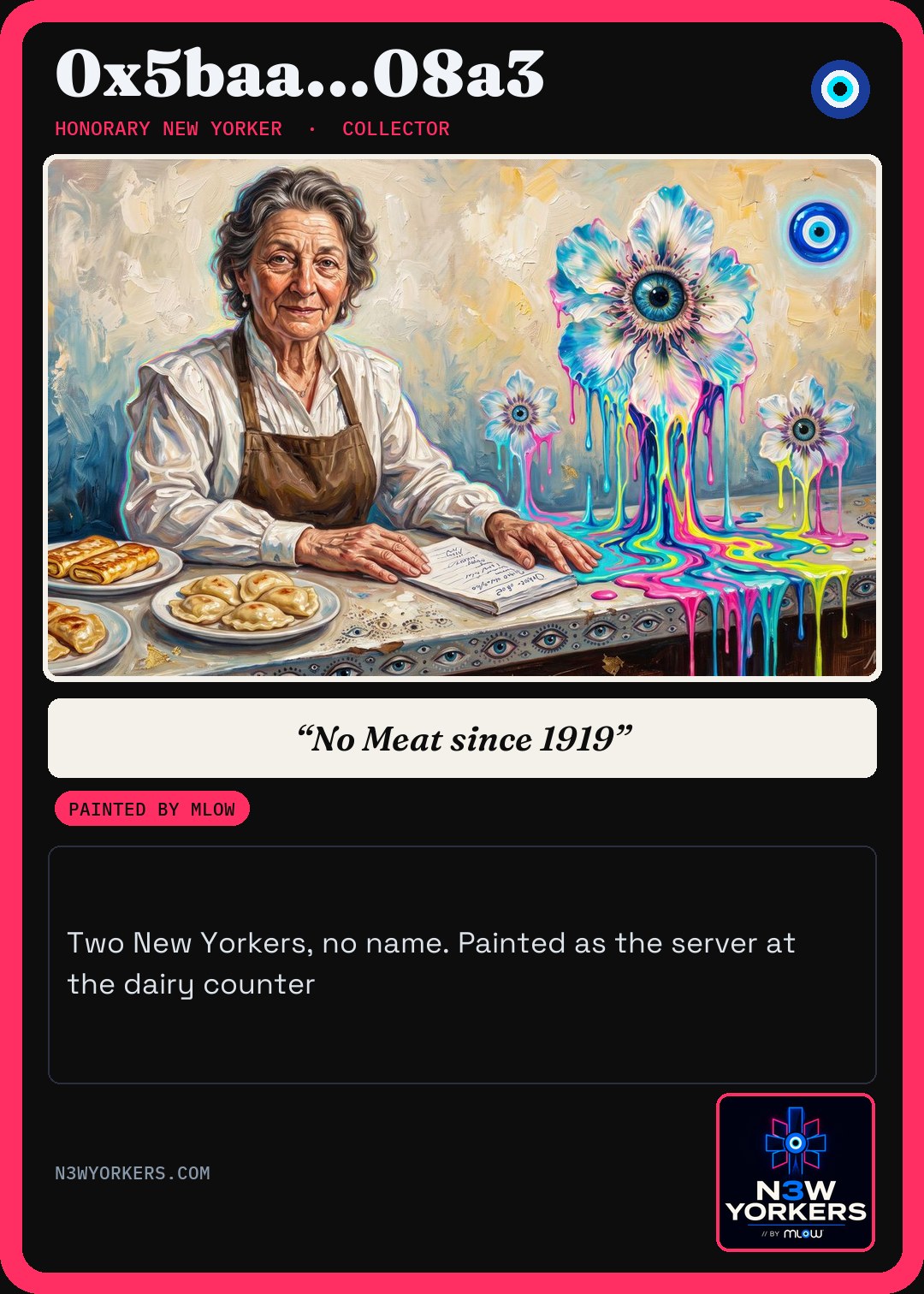The Honorary card for 0x5baa…08a3, painted by MLow
