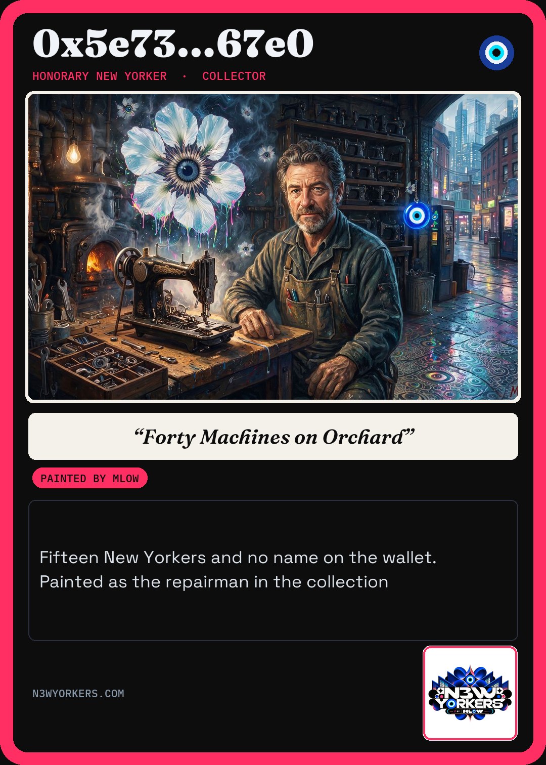 The Honorary card for 0x5e73…67e0, painted by MLow