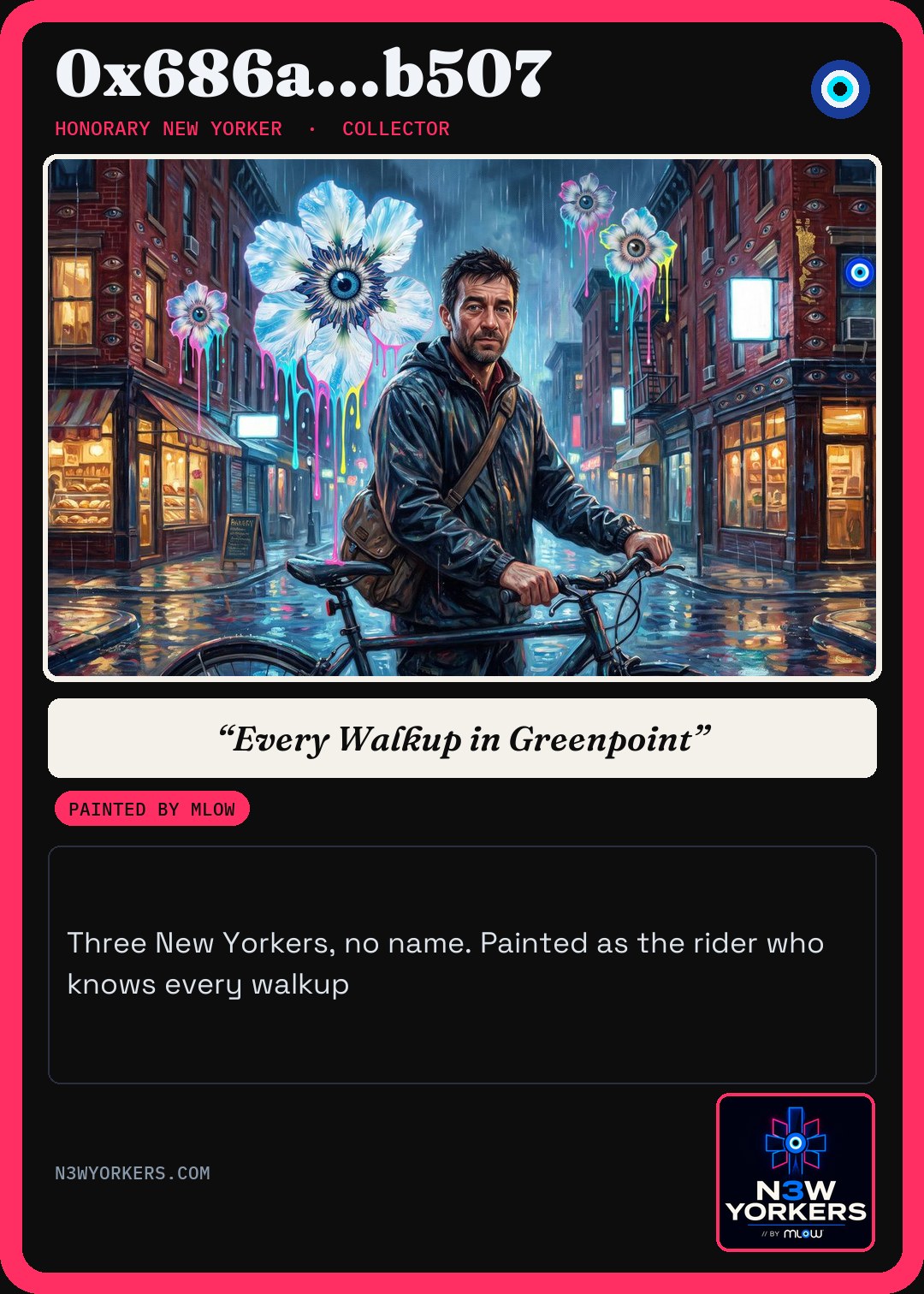 The Honorary card for 0x686a…b507, painted by MLow