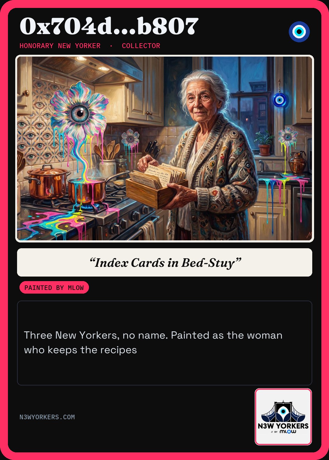 The Honorary card for 0x704d…b807, painted by MLow