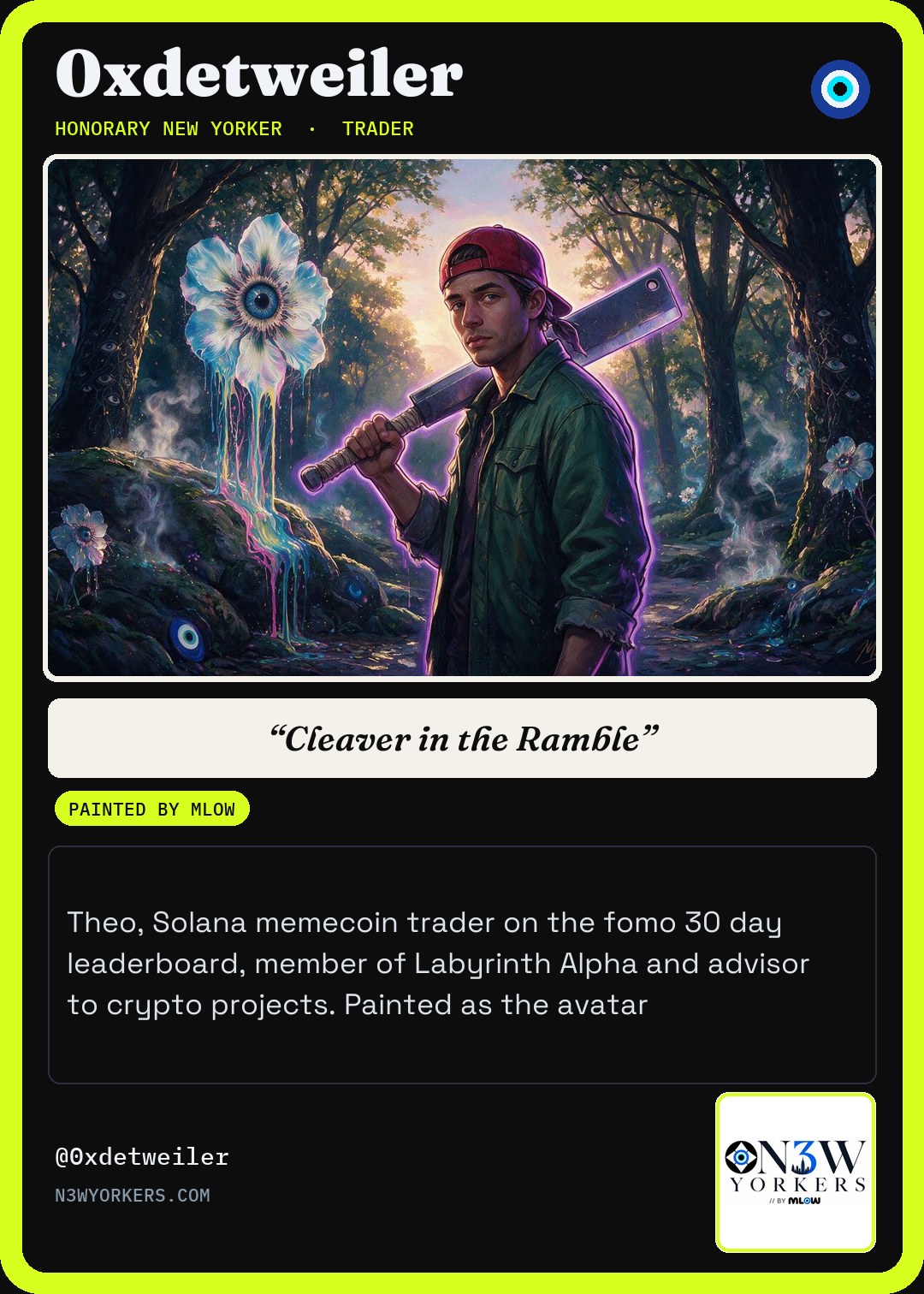 The Honorary card for 0xdetweiler, painted by MLow