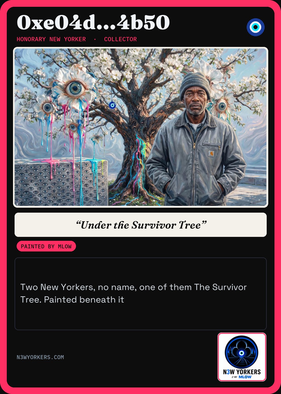 The Honorary card for 0xe04d…4b50, painted by MLow