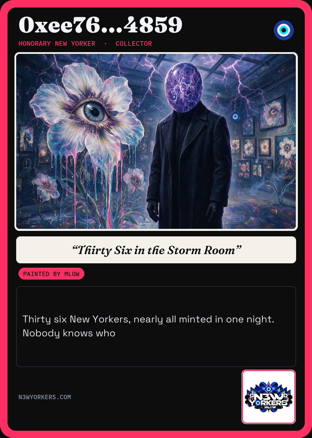 The Honorary card for 0xee76…4859, painted by MLow