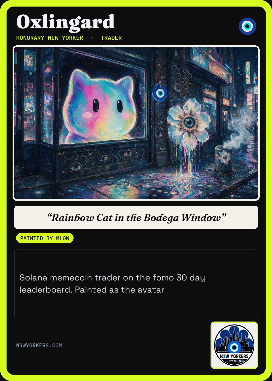 The Honorary card for 0xlingard, painted by MLow