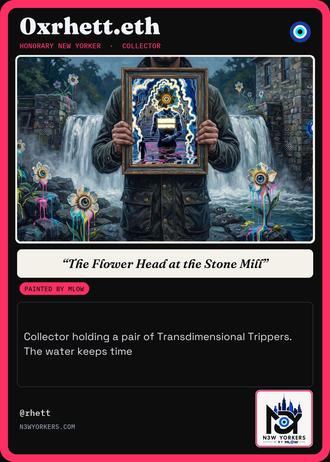The Honorary card for 0xrhett.eth, painted by MLow