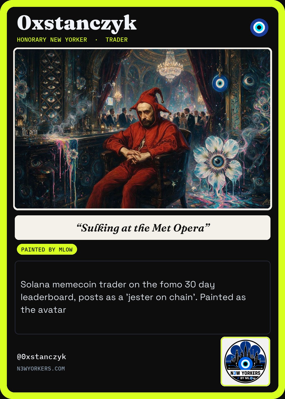 The Honorary card for 0xstanczyk, painted by MLow