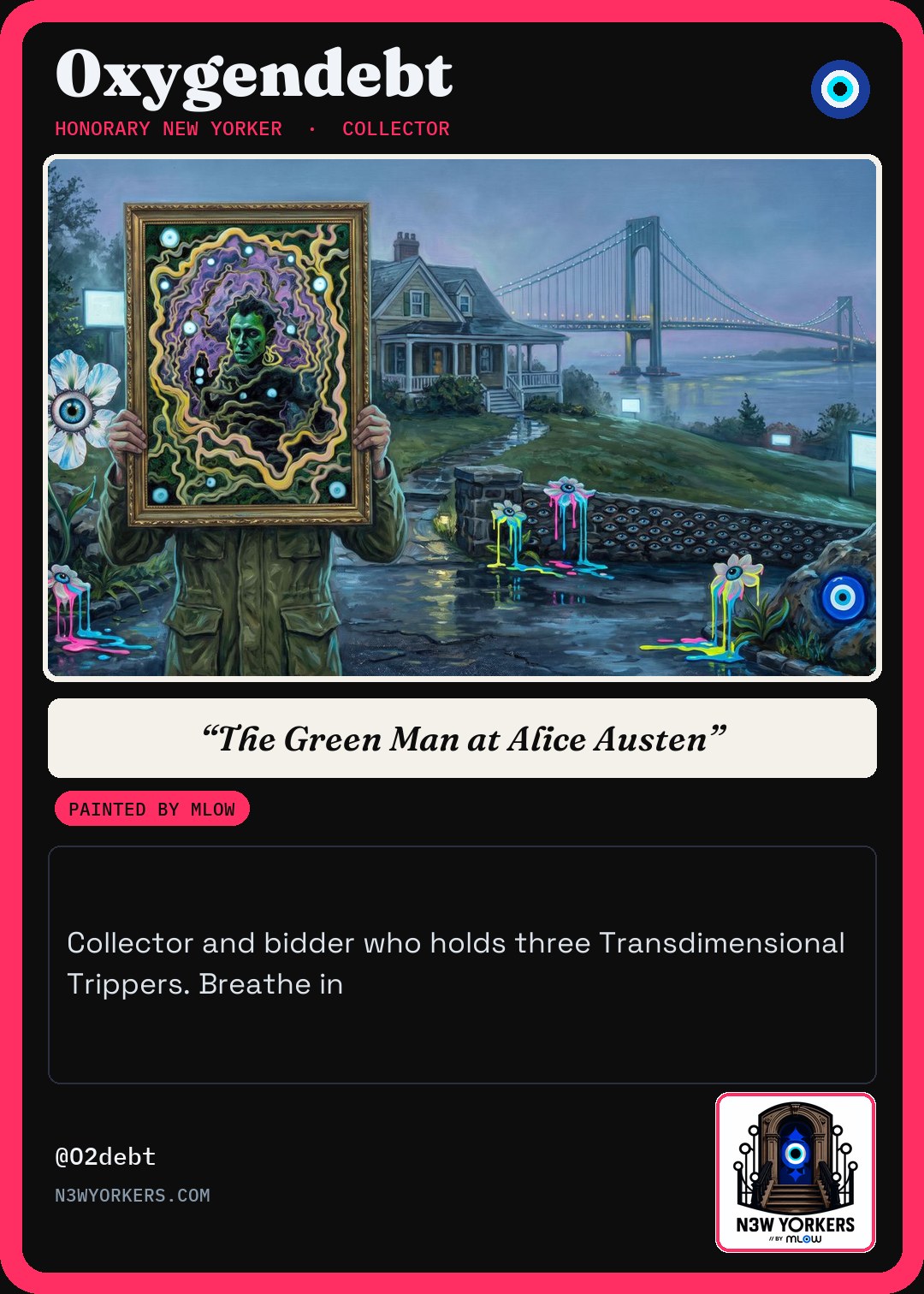 The Honorary card for 0xygendebt, painted by MLow