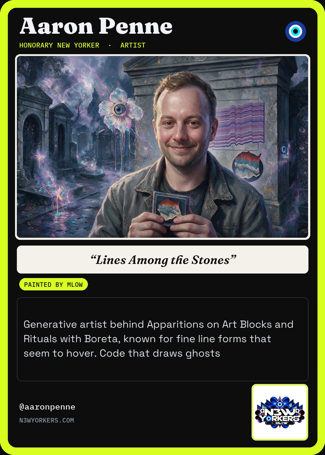 The Honorary card for Aaron Penne, painted by MLow