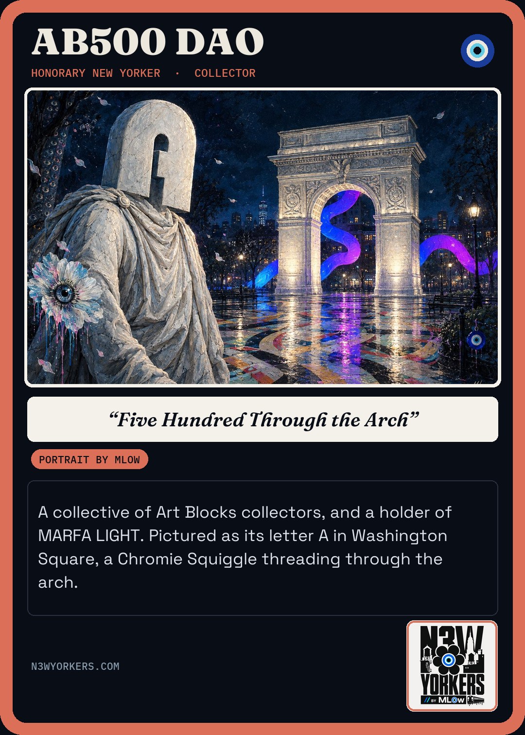 The Honorary card for AB500 DAO, portrait by MLow