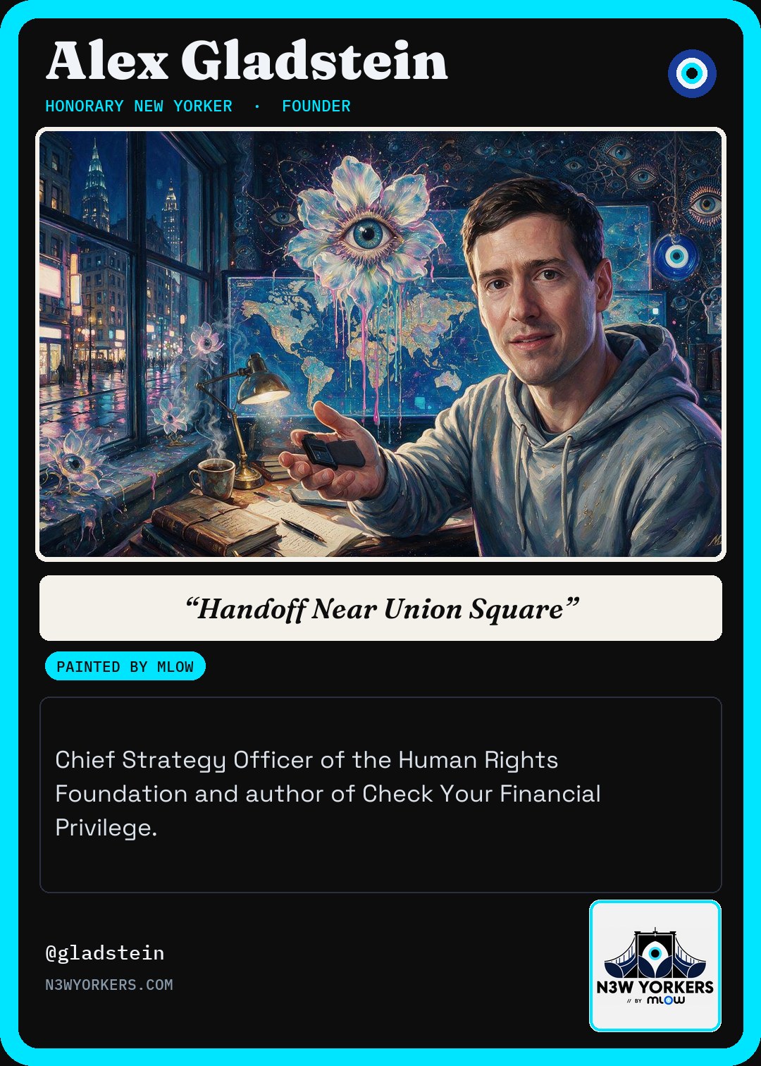The Honorary card for Alex Gladstein, painted by MLow