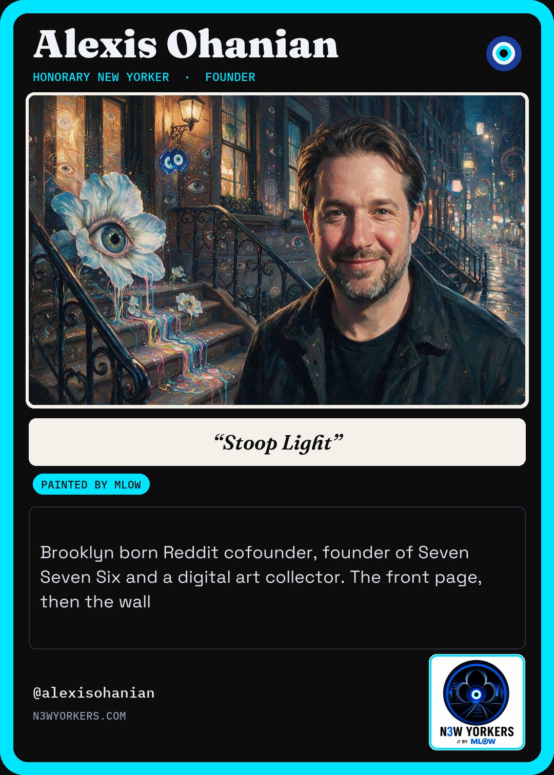 The Honorary card for Alexis Ohanian, painted by MLow