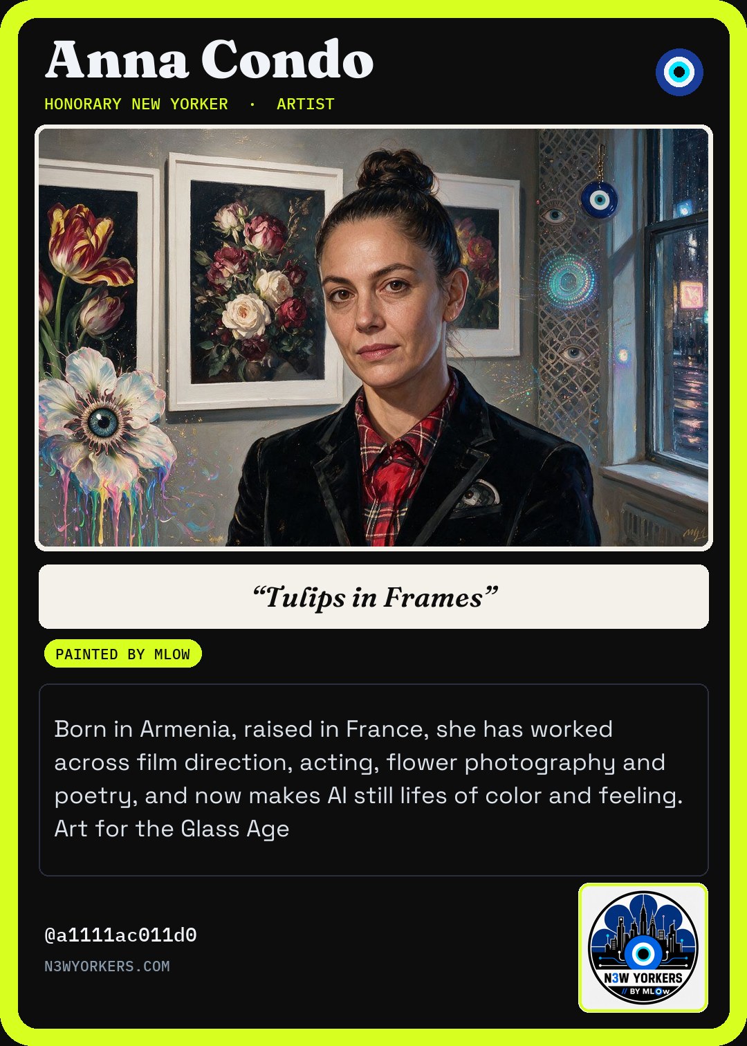 The Honorary card for Anna Condo, painted by MLow