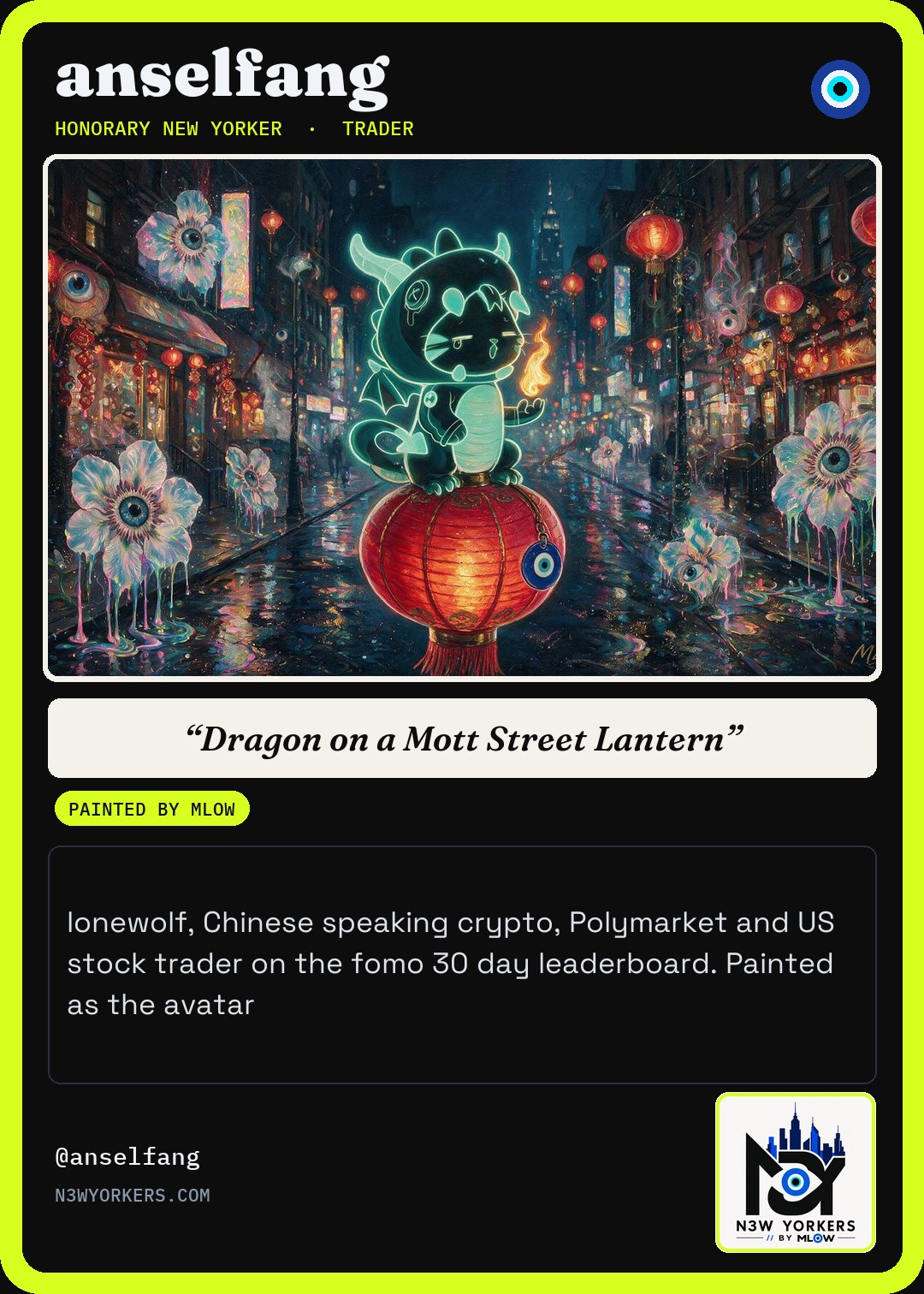 The Honorary card for anselfang, painted by MLow