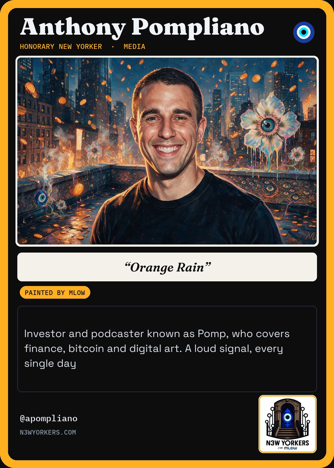 The Honorary card for Anthony Pompliano, painted by MLow