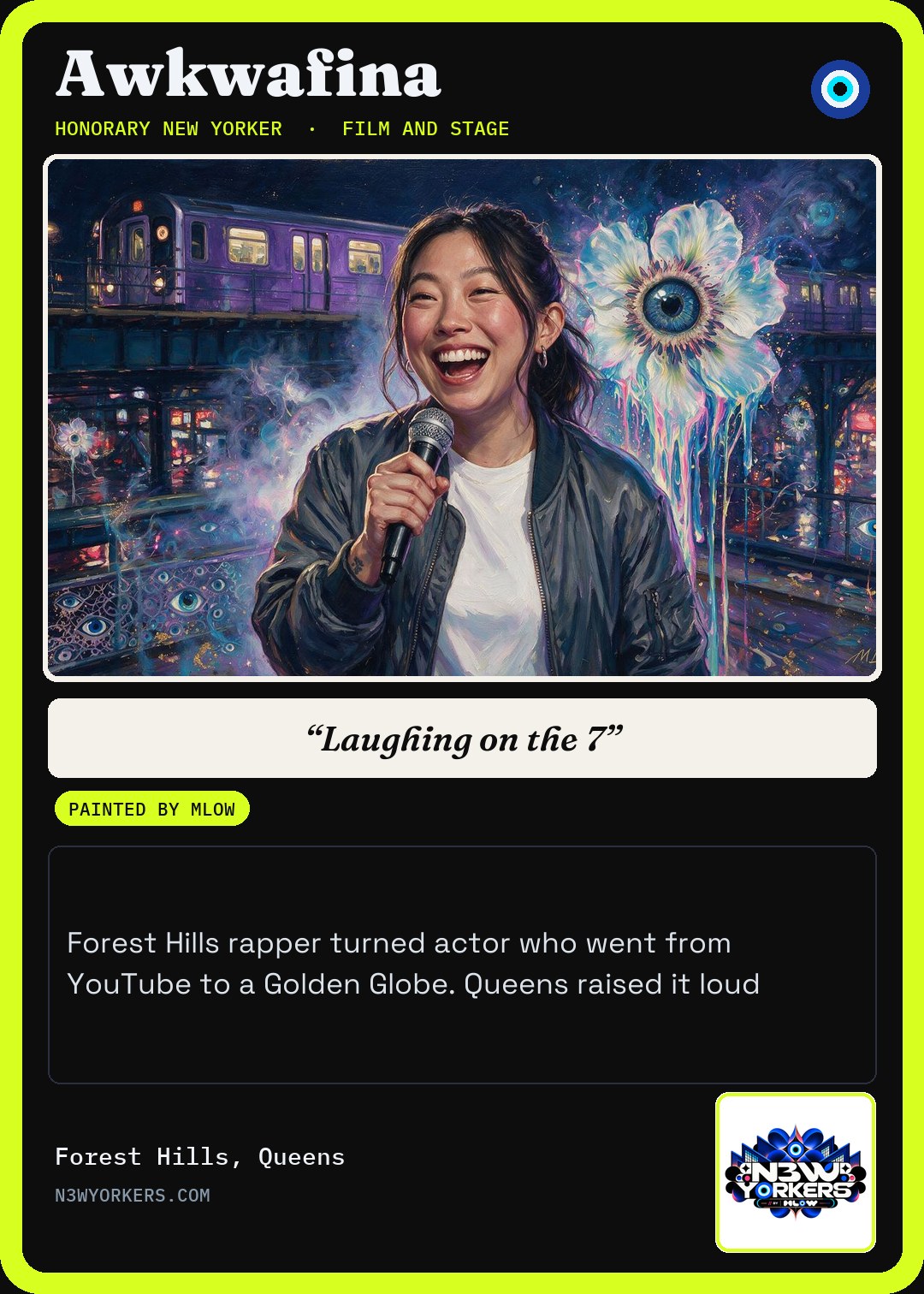 The Honorary card for Awkwafina, painted by MLow