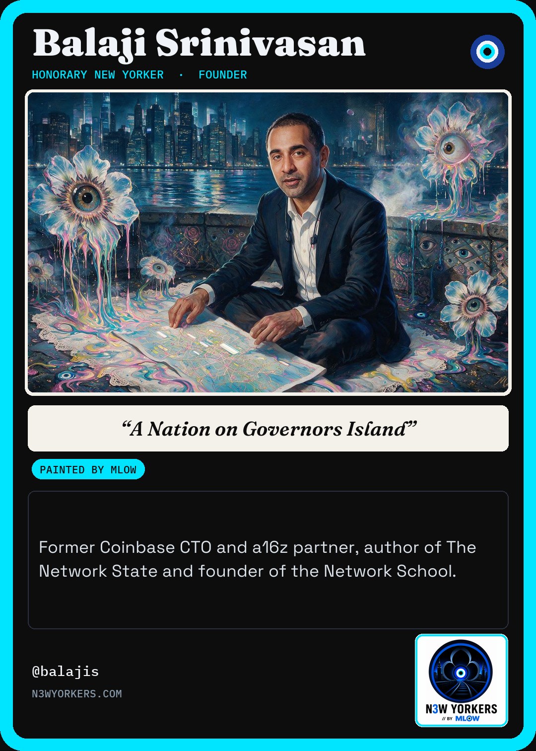 The Honorary card for Balaji Srinivasan, painted by MLow