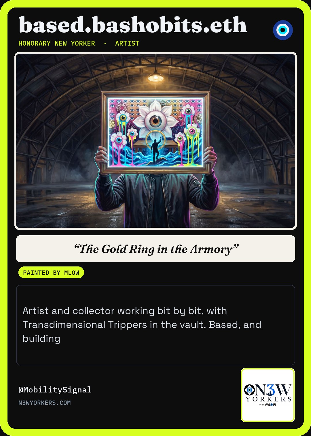 The Honorary card for based.bashobits.eth, painted by MLow
