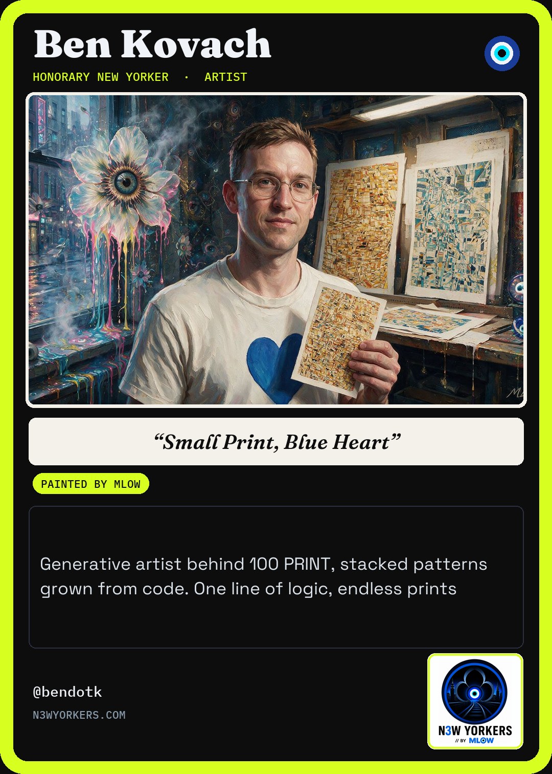 The Honorary card for Ben Kovach, painted by MLow