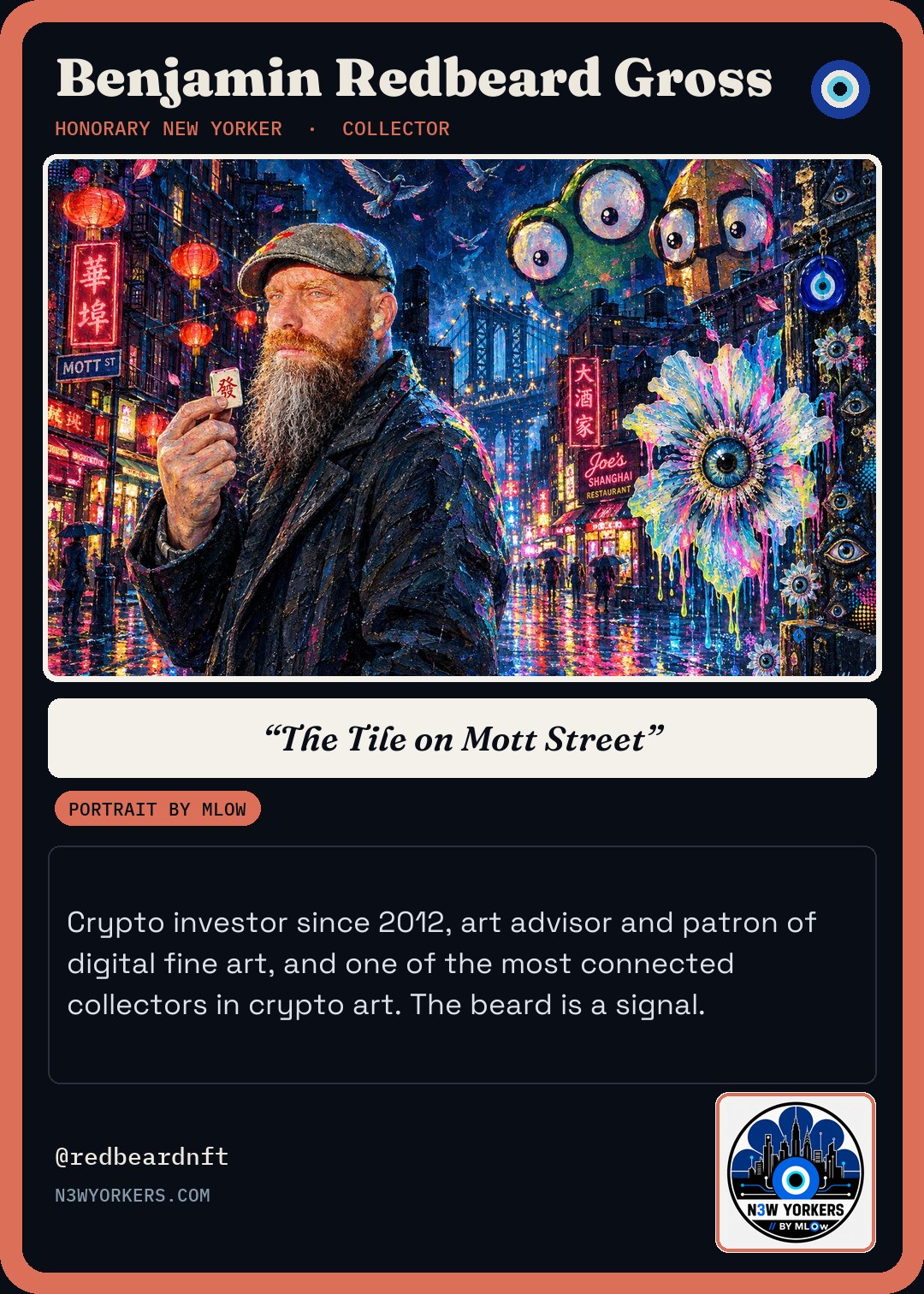 The Honorary card for Benjamin Redbeard Gross, portrait by MLow