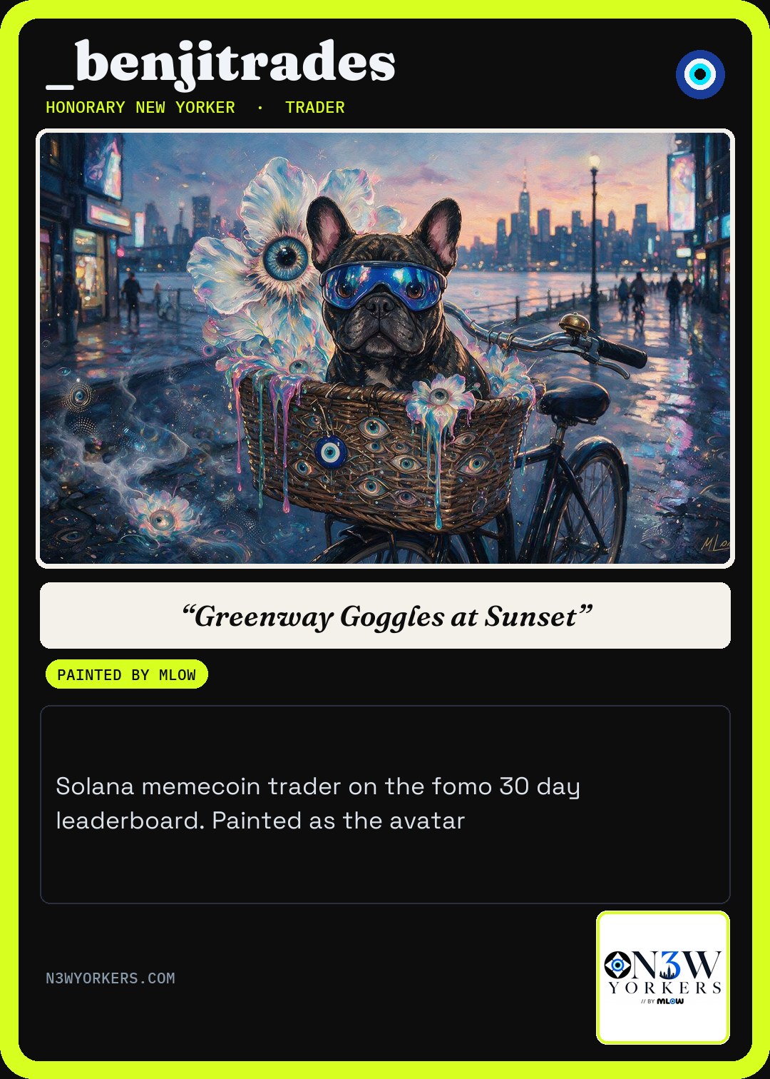 The Honorary card for _benjitrades, painted by MLow