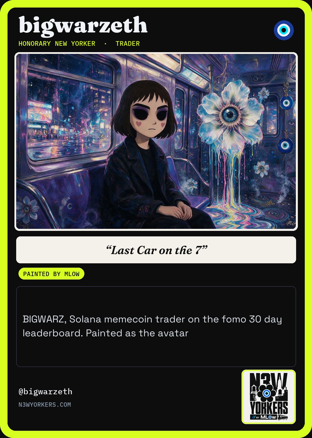 The Honorary card for bigwarzeth, painted by MLow