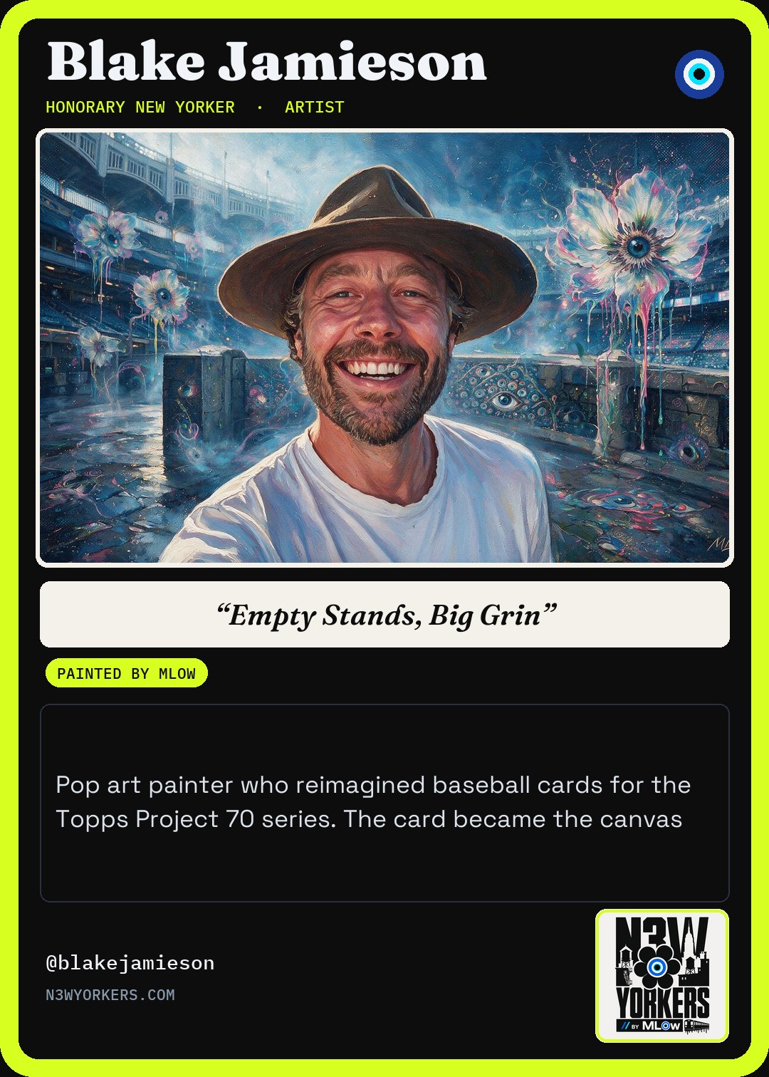 The Honorary card for Blake Jamieson, painted by MLow