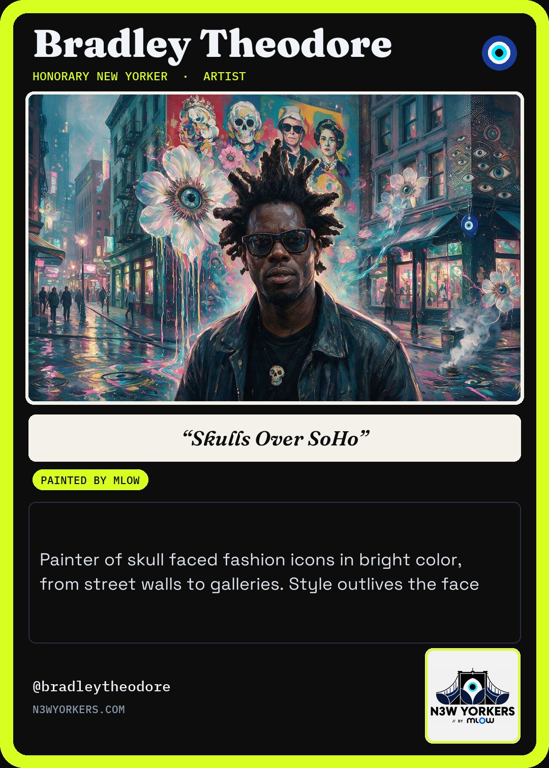 The Honorary card for Bradley Theodore, painted by MLow
