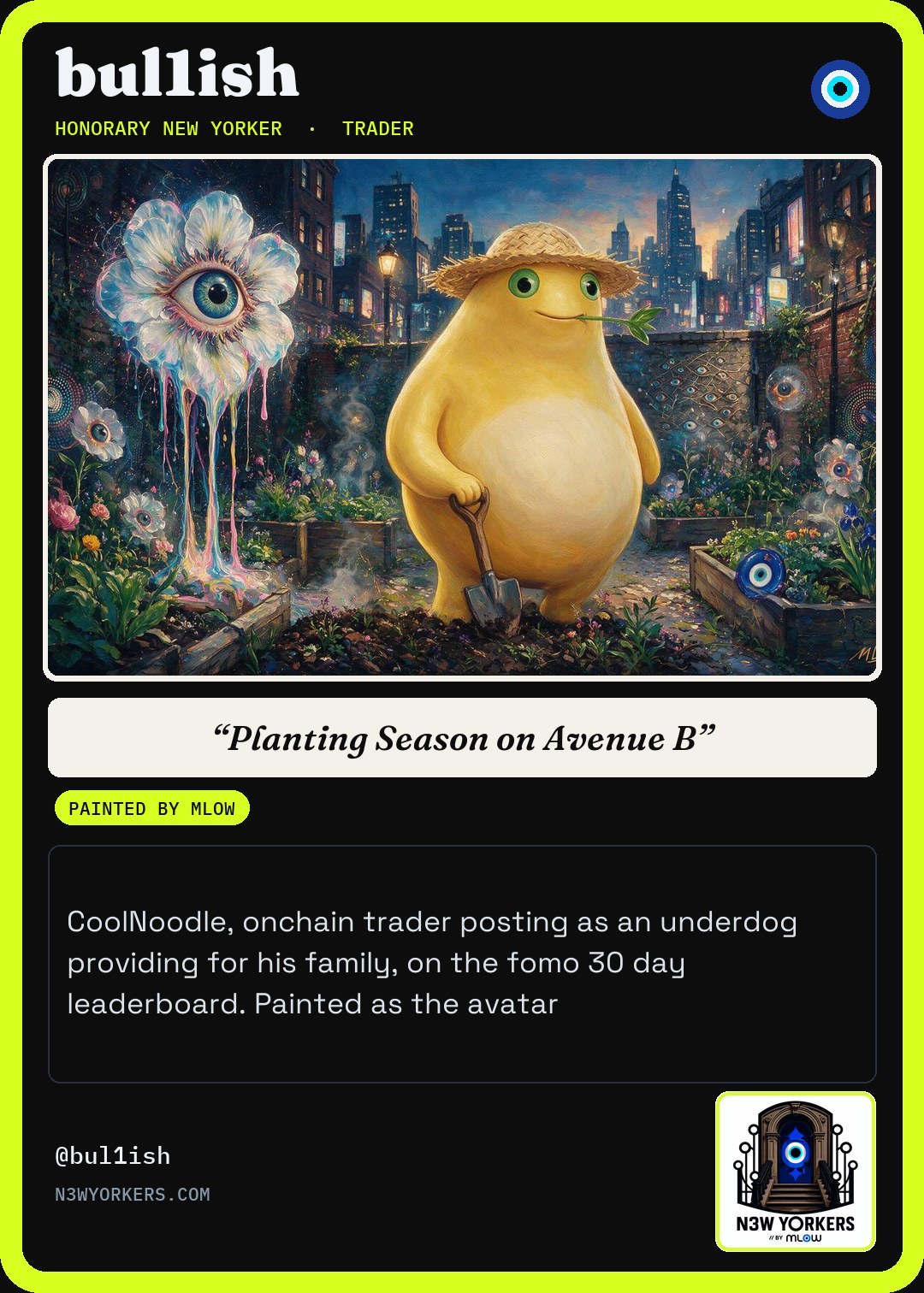 The Honorary card for bul1ish, painted by MLow