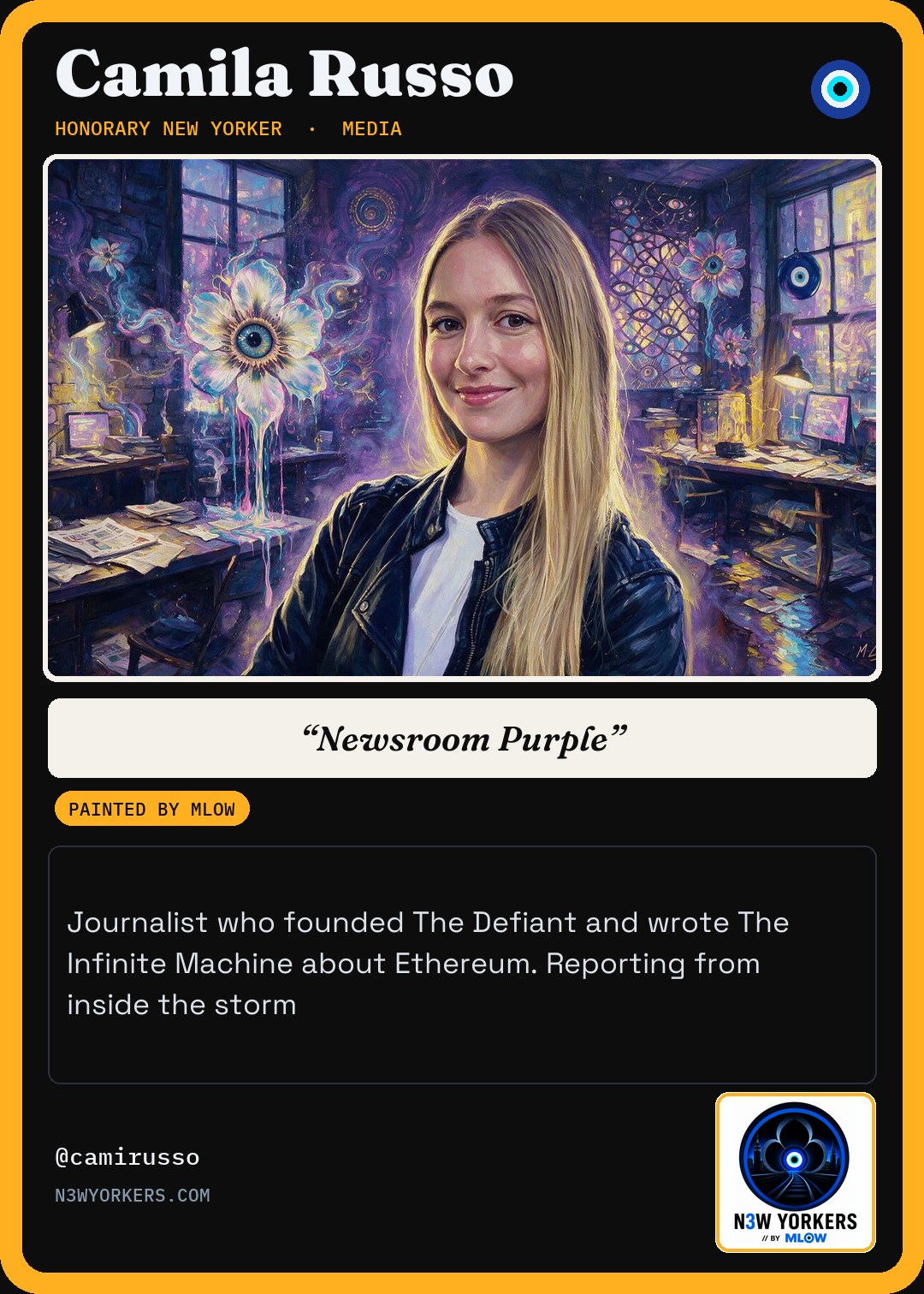 The Honorary card for Camila Russo, painted by MLow