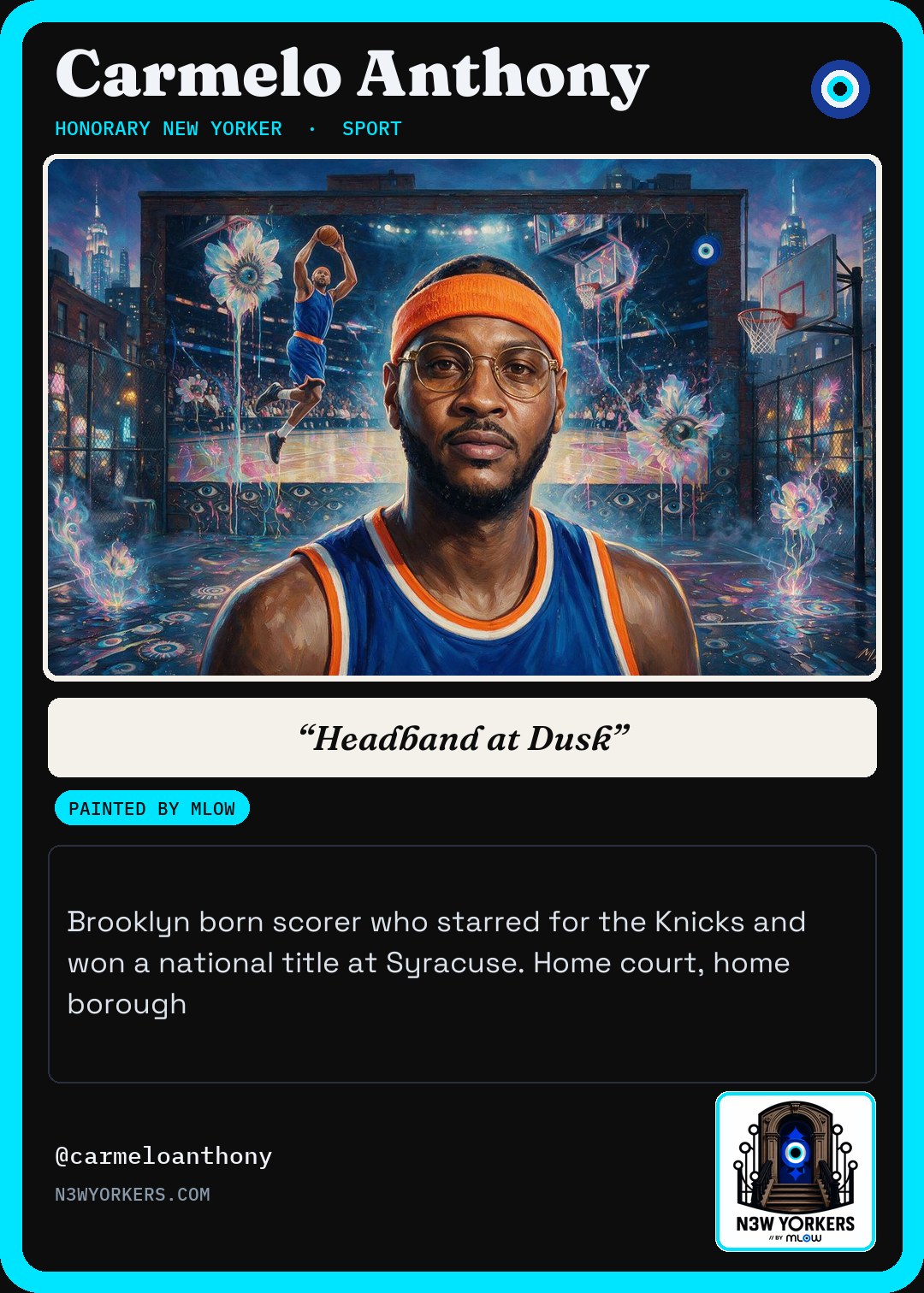 The Honorary card for Carmelo Anthony, painted by MLow