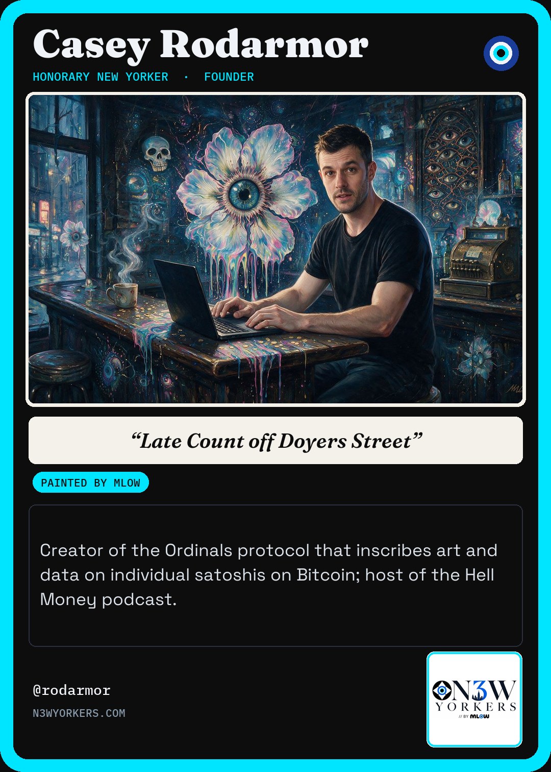 The Honorary card for Casey Rodarmor, painted by MLow