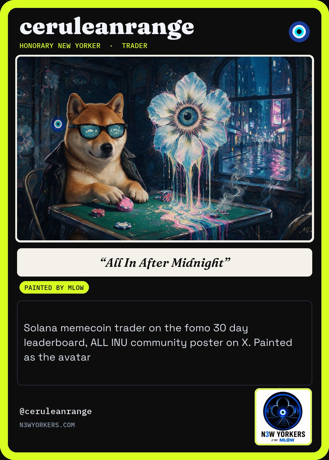 The Honorary card for ceruleanrange, painted by MLow