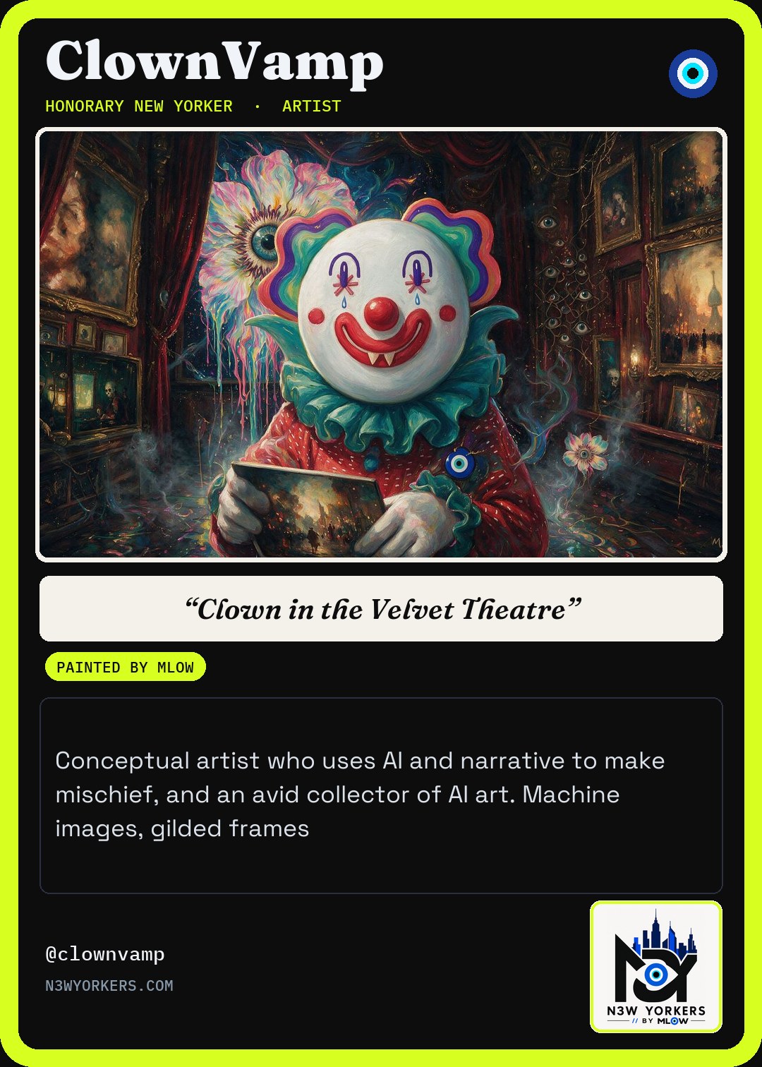 The Honorary card for ClownVamp, painted by MLow
