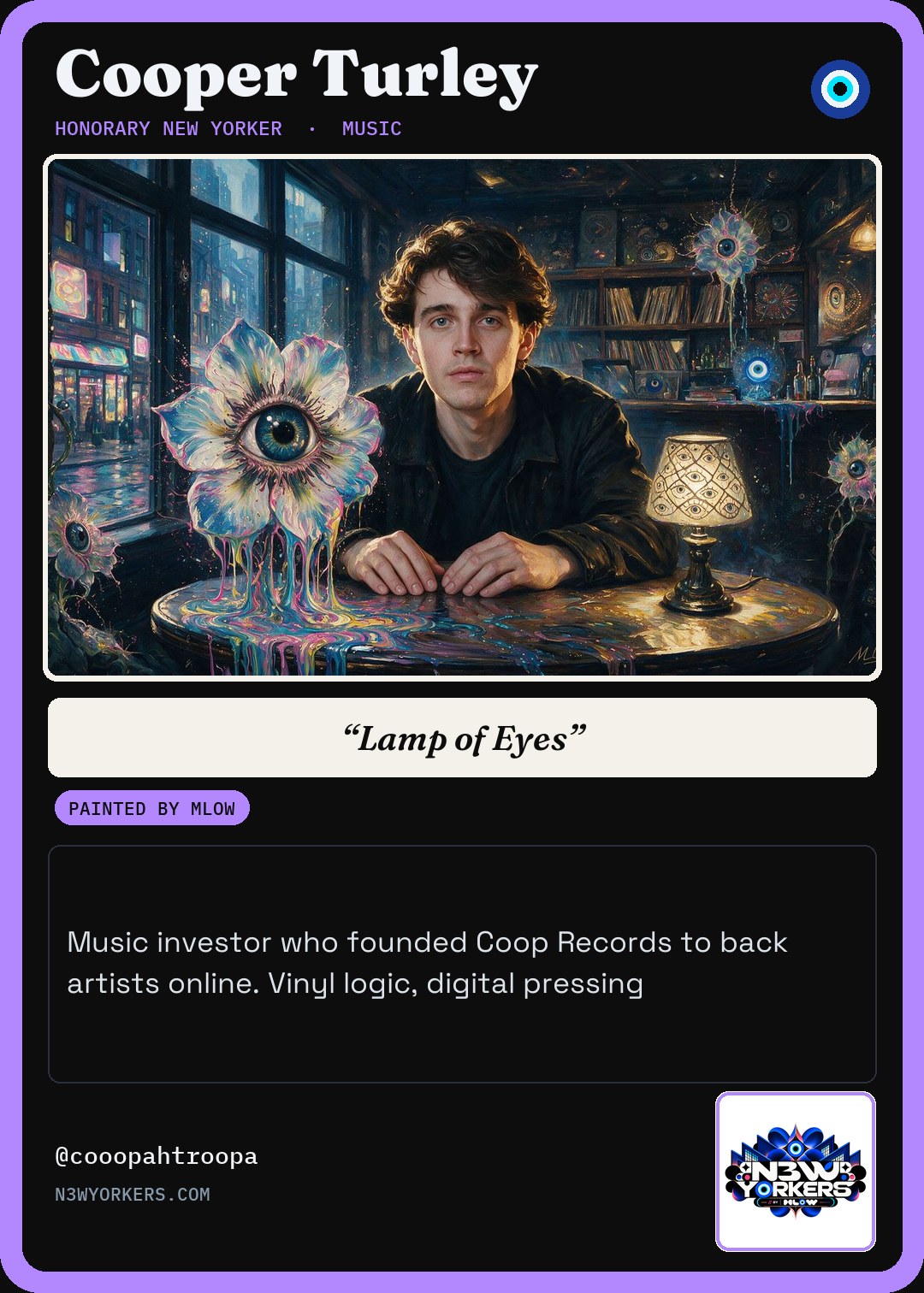 The Honorary card for Cooper Turley, painted by MLow
