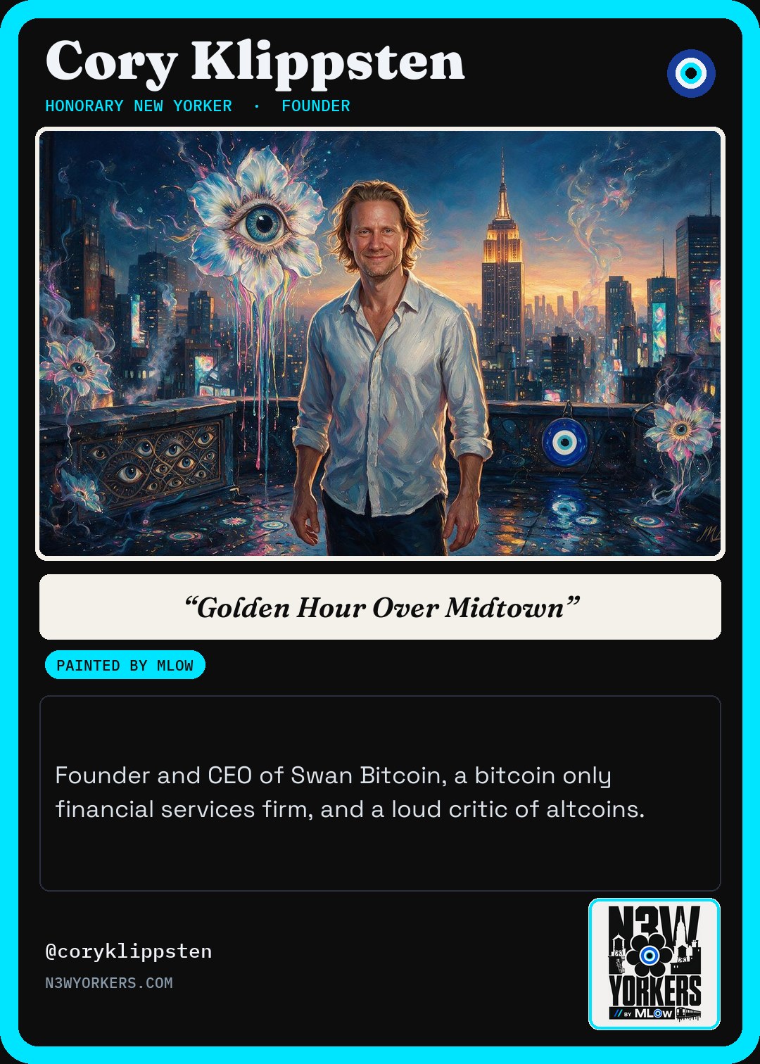 The Honorary card for Cory Klippsten, painted by MLow