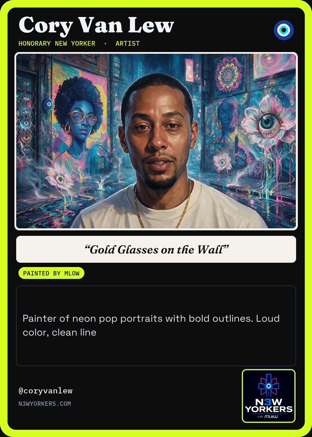 The Honorary card for Cory Van Lew, painted by MLow