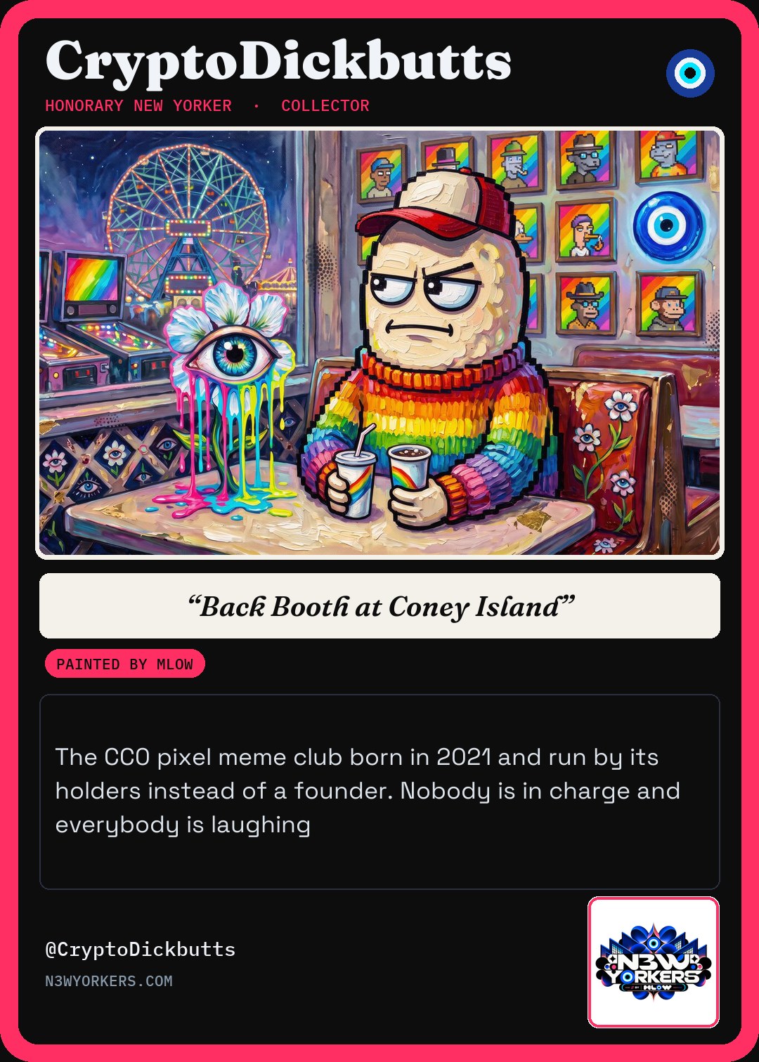 The Honorary card for CryptoDickbutts, painted by MLow