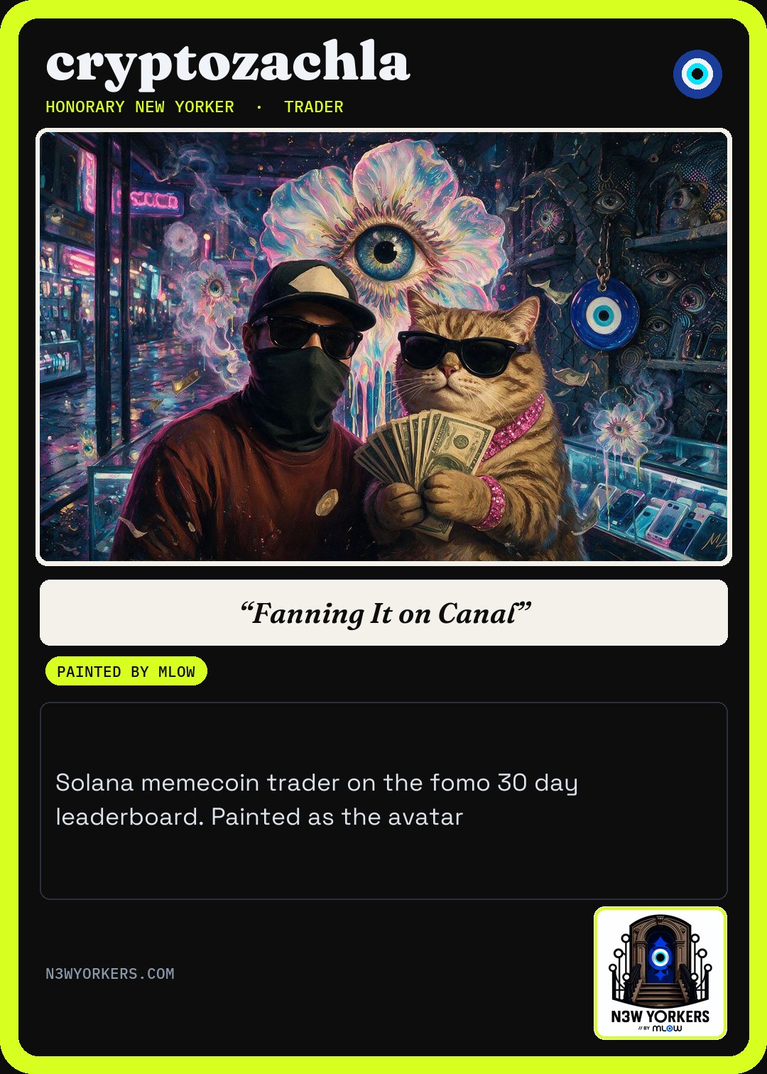 The Honorary card for cryptozachla, painted by MLow