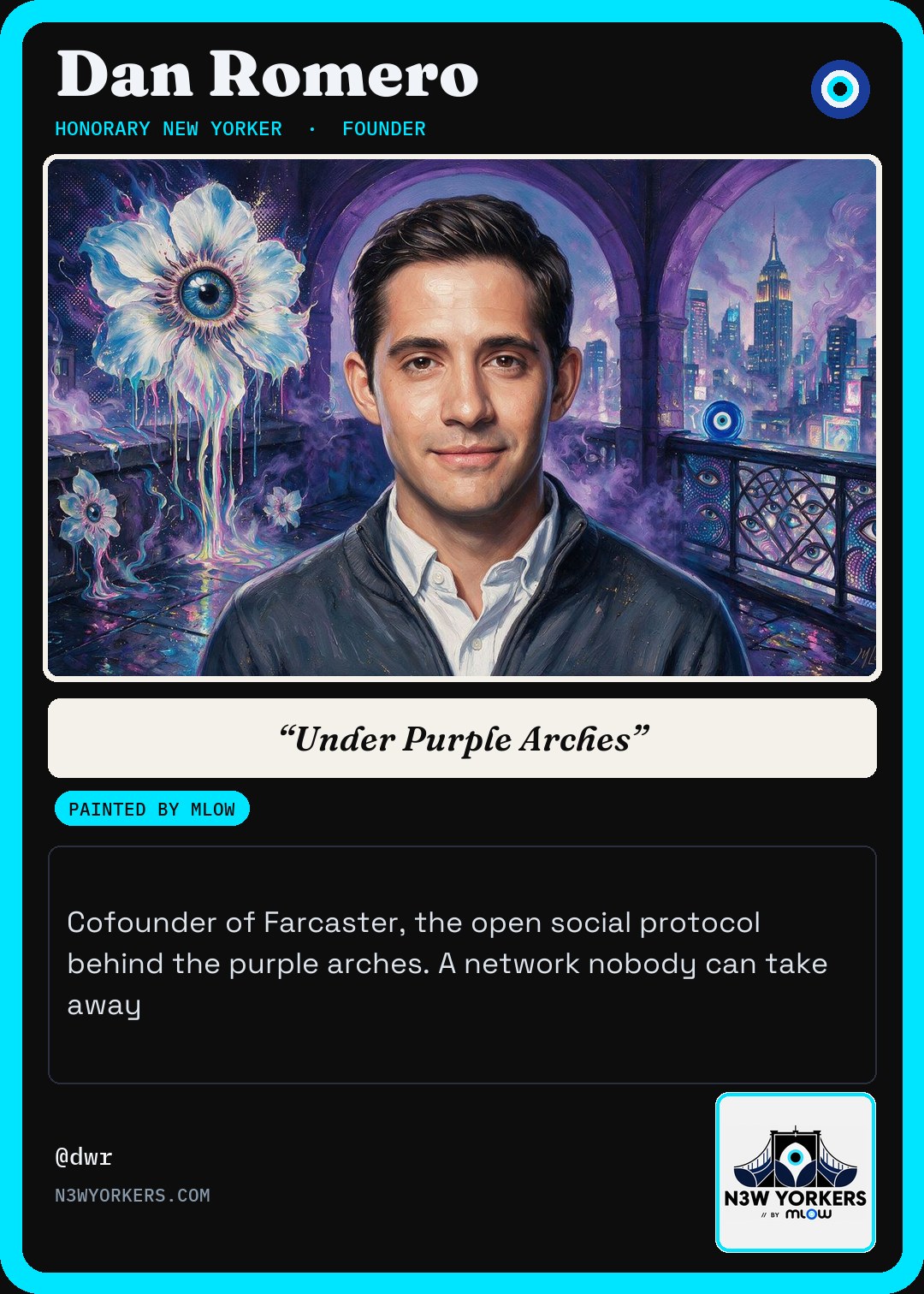 The Honorary card for Dan Romero, painted by MLow