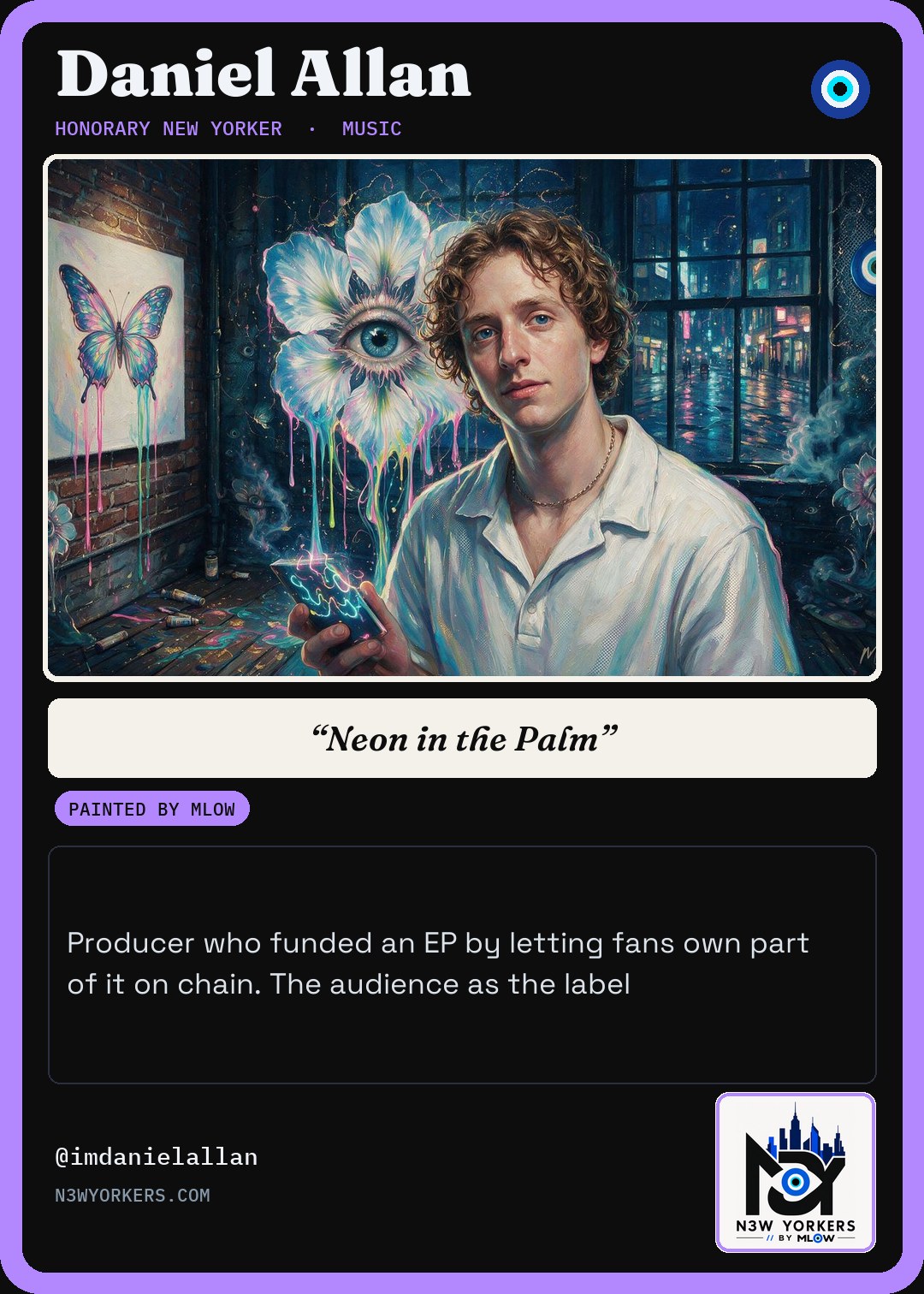 The Honorary card for Daniel Allan, painted by MLow