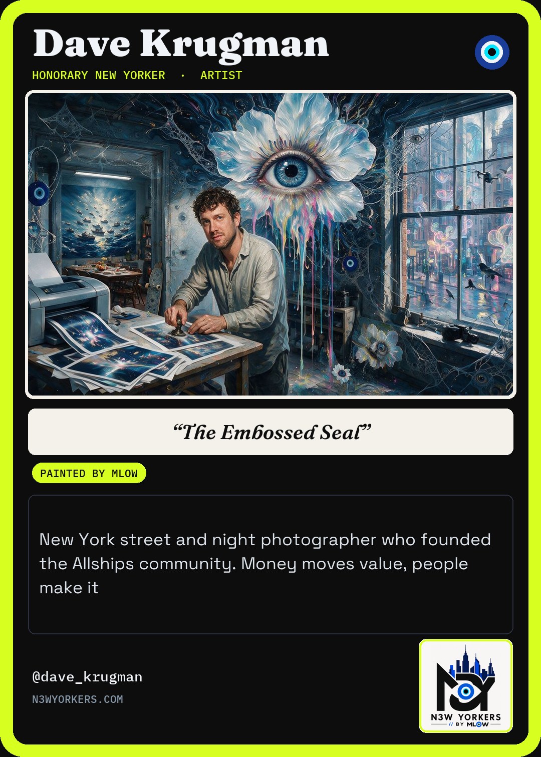 The Honorary card for Dave Krugman, painted by MLow