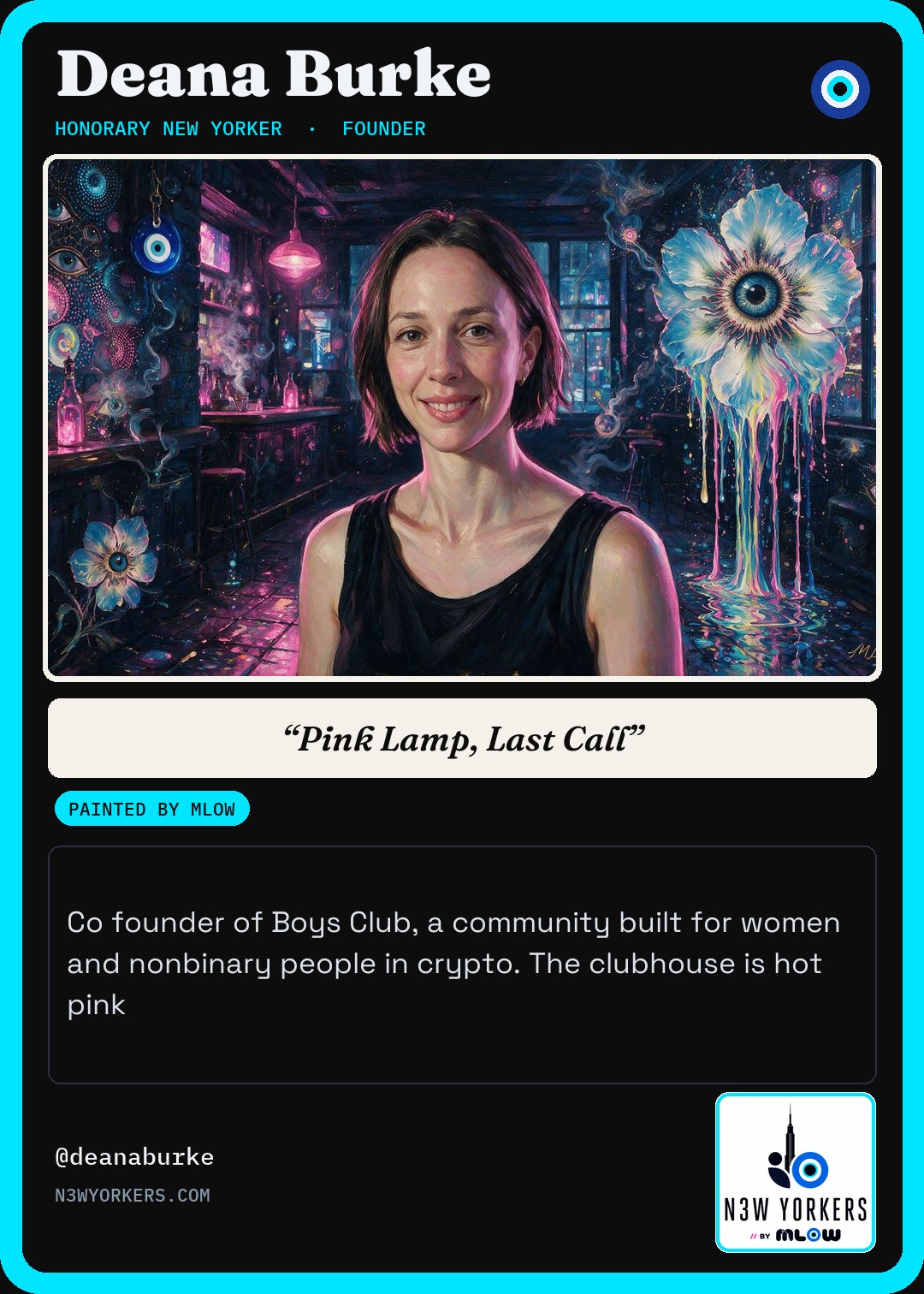 The Honorary card for Deana Burke, painted by MLow
