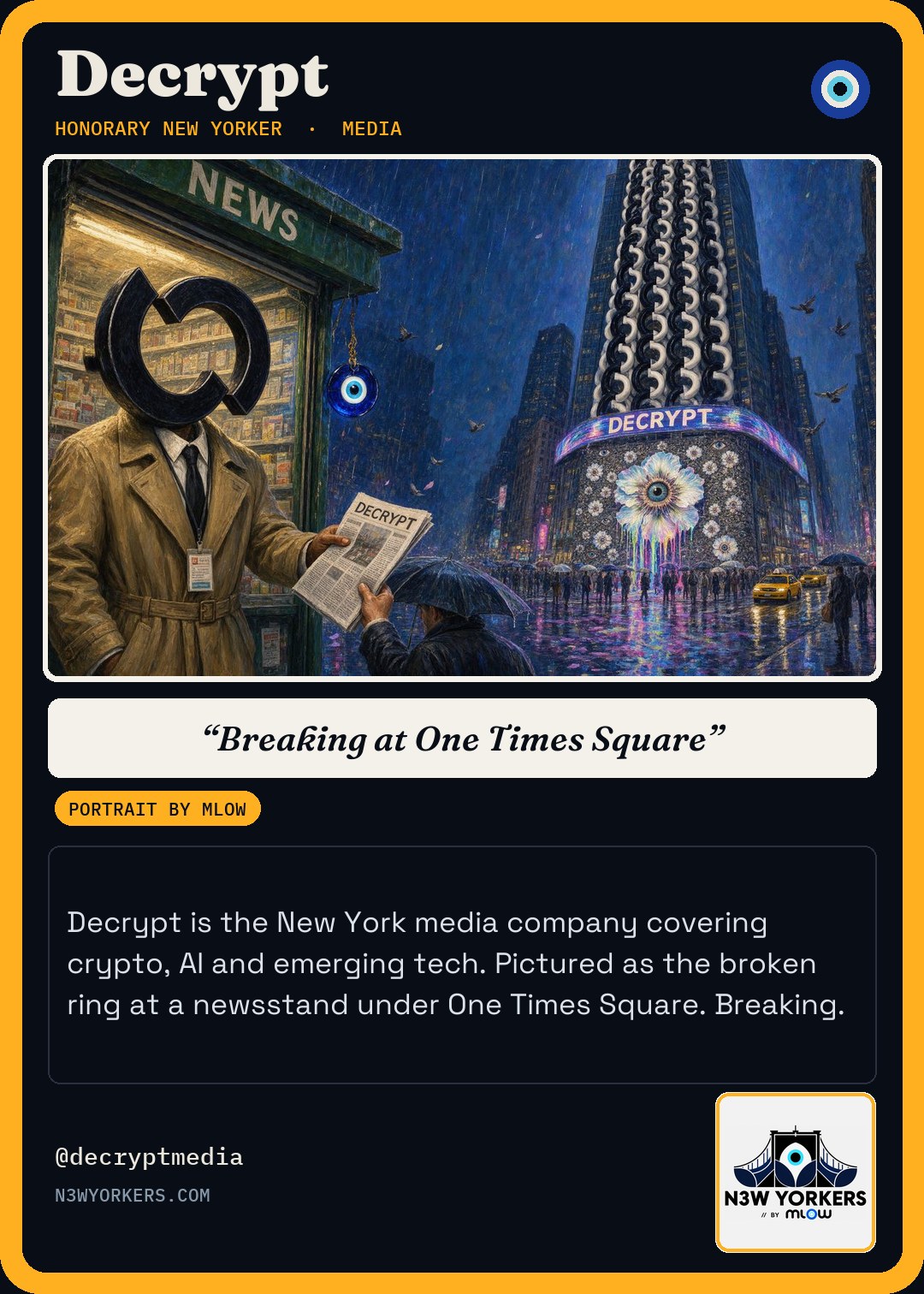 The Honorary card for Decrypt, portrait by MLow