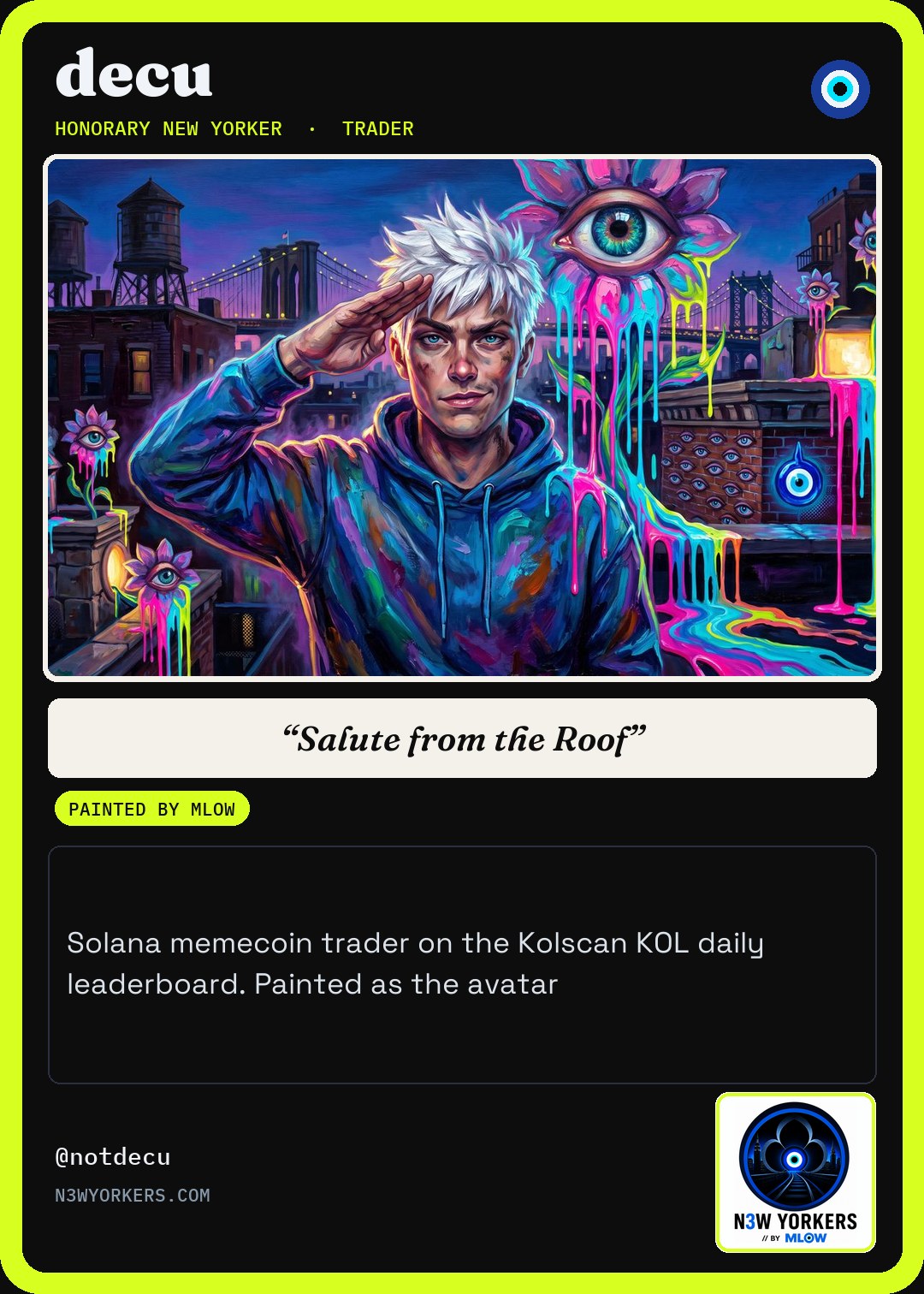 The Honorary card for decu, painted by MLow