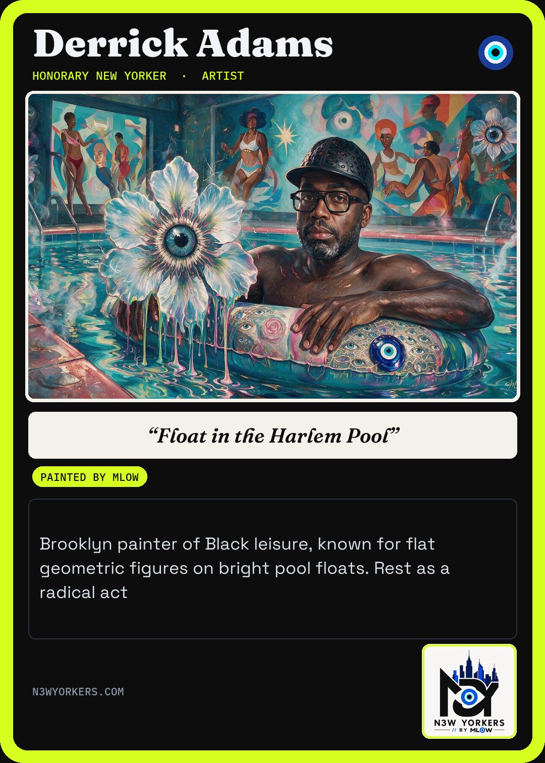 The Honorary card for Derrick Adams, painted by MLow