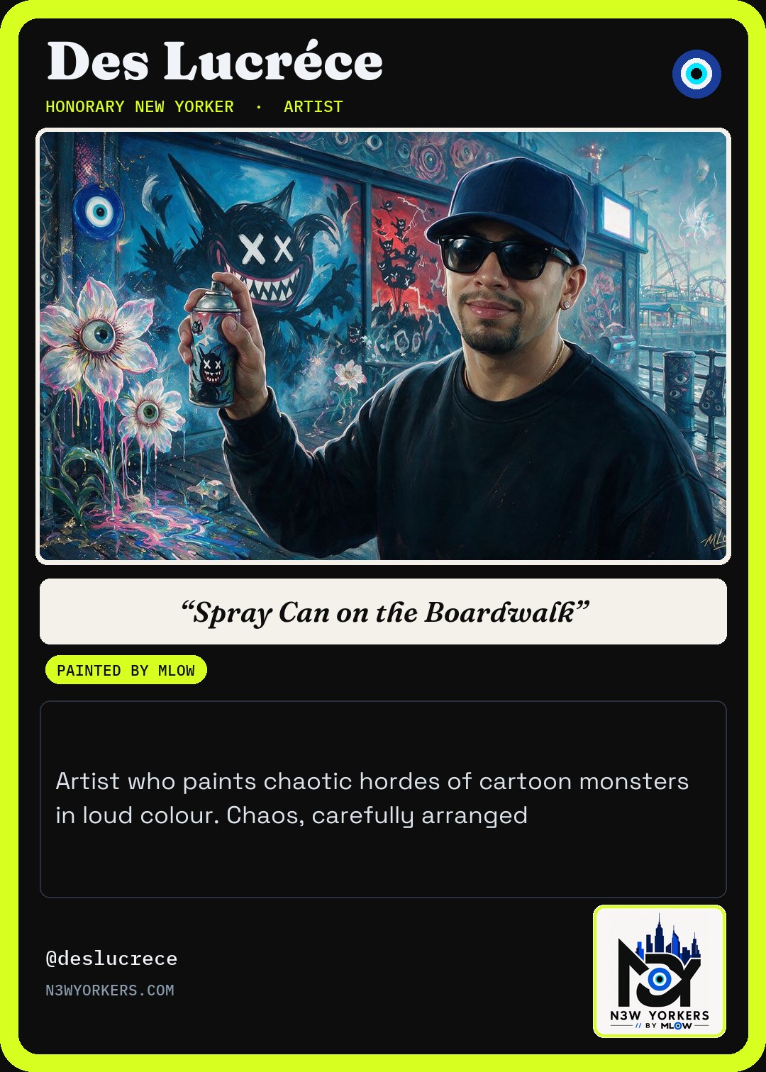 The Honorary card for Des Lucréce, painted by MLow