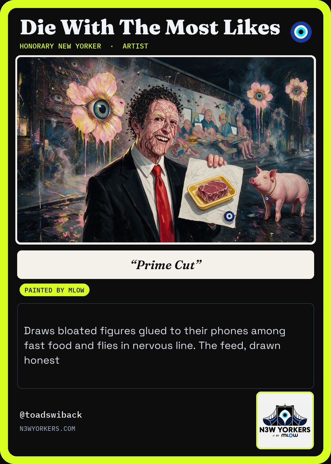 The Honorary card for Die With The Most Likes, painted by MLow