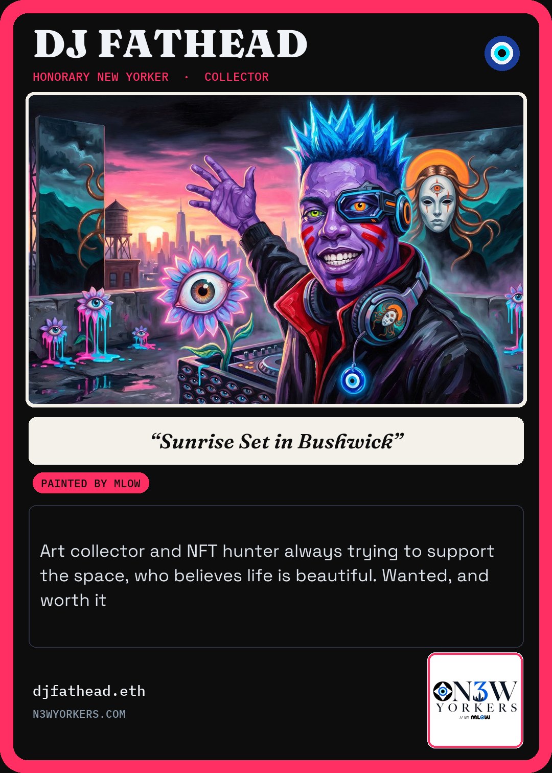 The Honorary card for DJ FATHEAD, painted by MLow